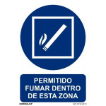 Smoking allowed signal within this area with UV inks 210 x 300 mm