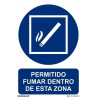 Placa indicando que é permitido fumar nesta área, com tintas UV de 210 x 300 mm SEKURECO