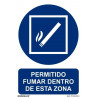 Sign indicating Smoking Allowed Inside This Area, with UV inks measuring 210 x 300 mm SEKURECO.