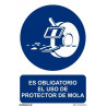 Señal que indica Es Obligatorio El Uso de Protector de Mola, (distintos formatos) SEKURECO