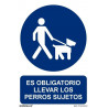 Placa indicando que é obrigatório trazer cães sujeitos ao SEKURECO