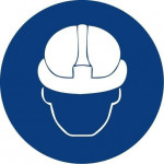Señal Es Obligatorio El Uso de Casco Con Tintas UV Ø90 mm (Pack de 10)