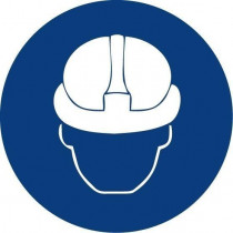 Signal is mandatory helmet use with UV Ø90 mm inks (pack of 10)