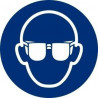 Sinal circular indicando o uso de óculos é obrigatório 9 cm (10 unidades) SEKURECO