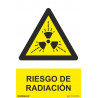 Cartel de aviso industrial con tintas UV Riesgo de Radiación SEKURECO
