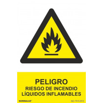 Señal Peligro Riesgo de Incendio Líquidos Inflamables Con Tintas UV