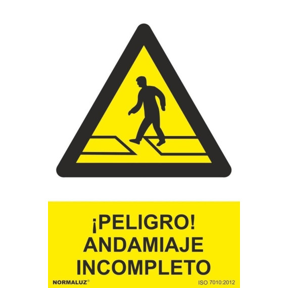 Danger do sinal! Andaime incompleto com tintas UV