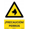 Warning sign with UV inks Caution! SEKURECO dogs