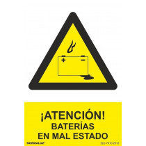 Sinal atenção! Baterias em mau estado com tintas UV