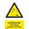Attention! Batteries in poor condition, warning sign SEKURECO