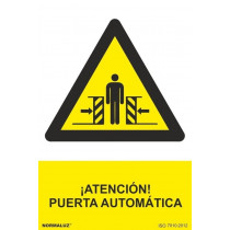Sinal atenção! Porta automática com tintas UV