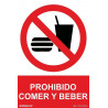 Señal de Prohibido comer y beber (texto y pictograma) SEKURECO