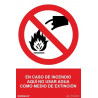 Affiche d'interdiction: En cas d'incendie ici Ne pas utiliser l'eau comme moyen d'extinction