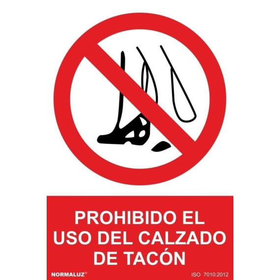 Señal Prohibido El Uso de Calzado de Tacón Con Tintas UV