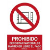 Signo proibido de depositar materiais, manter livre a passagem