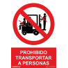 Schild, das das Transportieren von Personen in schweren Fahrzeugen SEKURECO verbietet.