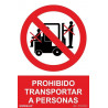 Señal que indica prohibido transportar a personas en vehículos pesados SEKURECO