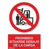 Sinal de proibido situar-se debaixo da carga, com tintas UV SEKURECO.