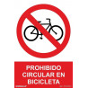 Señal de Prohibido cicular en bicicleta SEKURECO