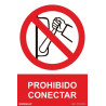 Signo proibido Conectar, texto e pictograma SEKURECO