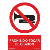Señal de prohibido tocar el claxon (texto y pictograma) SEKURECO