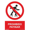 Panneau d'interdiction de patinage (texte et pictogramme) SEKURECO