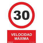 Señal Velocidad Máxima 30 Con Tintas UV 300 x 400 mm