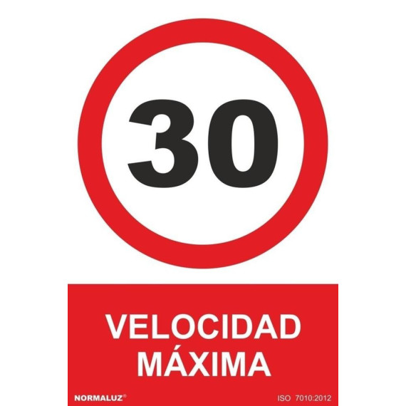 Sinal de velocidade máxima 30 com uv 300 x 400 mm tintas