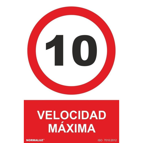 Sinal de velocidade máxima 10 km / h com tintas UV