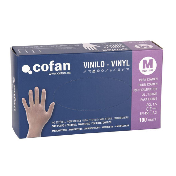 Guanti Vinyl 100 UDS - Scatola di erogazione del guanto 100% in vinile 100% con polvere
