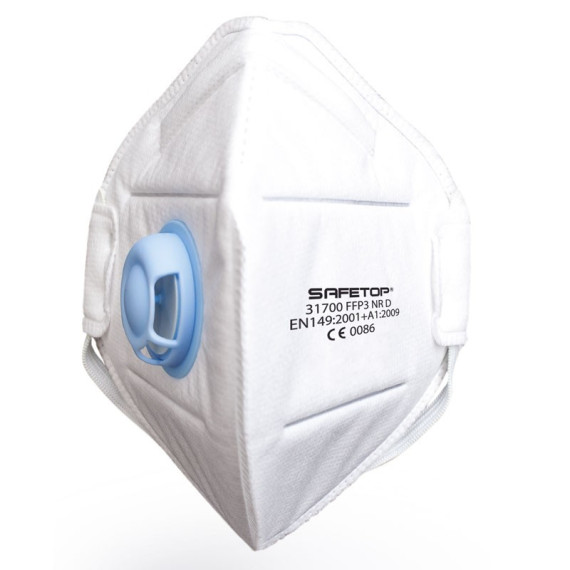 Vertical folded mask with exhalation valve FFP3 NR SAFETOP
