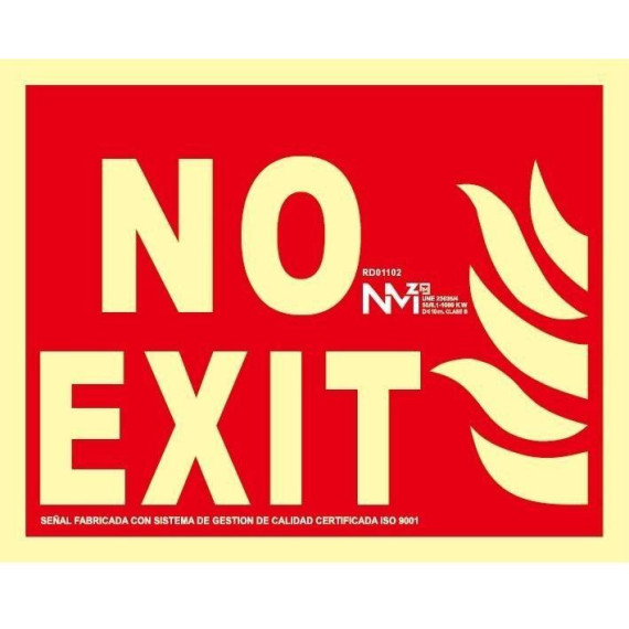 Notausgangsschild No Exit 320X160 mm leuchtend SEKURECO