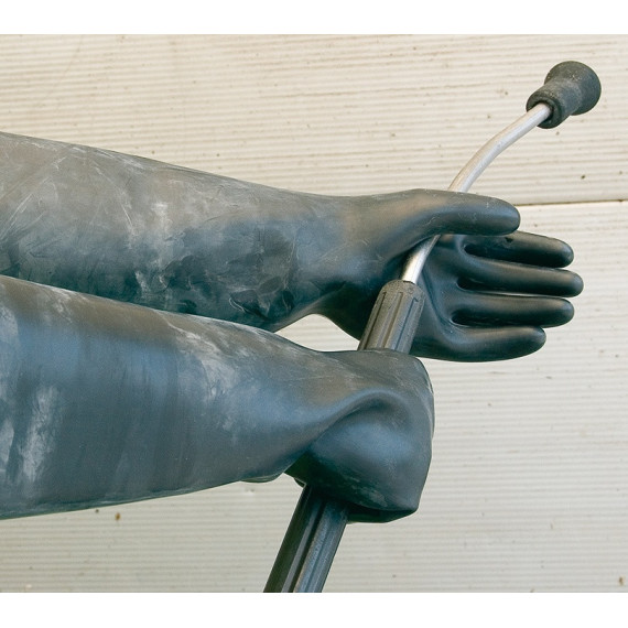 Guante sin soporte de látex grueso satinado, largo 60 cm. - GUANTE JUBA - 561160 SANDBLASTING