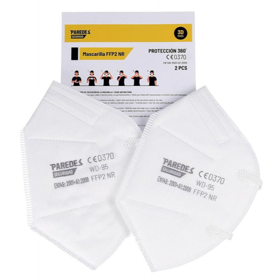 Mascarilla plegable sin válvula FFP2 NR PAREDES blanca (Paquetes 40 Unds)