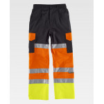 Pants with reinforcements combined with high visibility