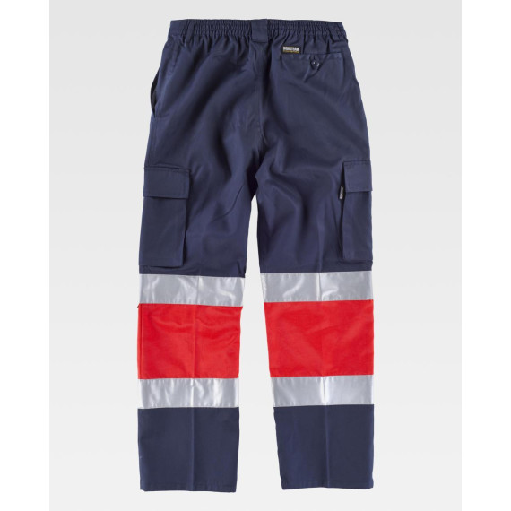 Combined pants with high visibility and reflective tapes WORKTEAM C4057