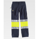 WorkShell trousers with navy / yellow internal pockets / yellow A.V