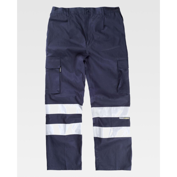 Pantalón recto de algodón con cintas reflectantes WORKTEAM B1447