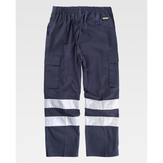 Pantalón recto de algodón con cintas reflectantes WORKTEAM B1447