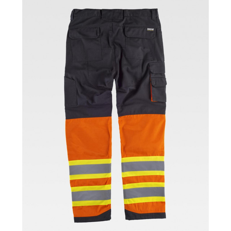 Combined work pants with reflective-fluorescent bands WORKTEAM C2618