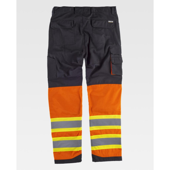 Work pants combined with reflective-fluorescent bands WORKTEAM C2618