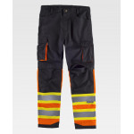 Combined work trousers with reflective bands