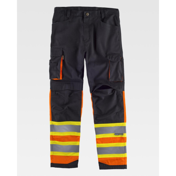 Combined work trousers with reflective bands