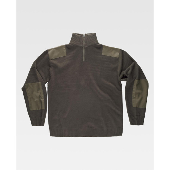 Hochkragenpullover aus dickem Strick WORKTEAM S5501 mit Verstärkungen