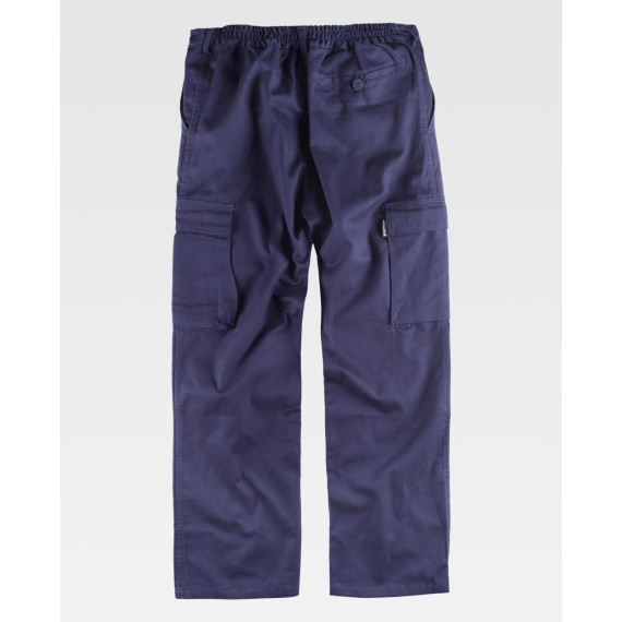 Pantalón recto de algodón ligero y cintura elástica WORKTEAM B1456