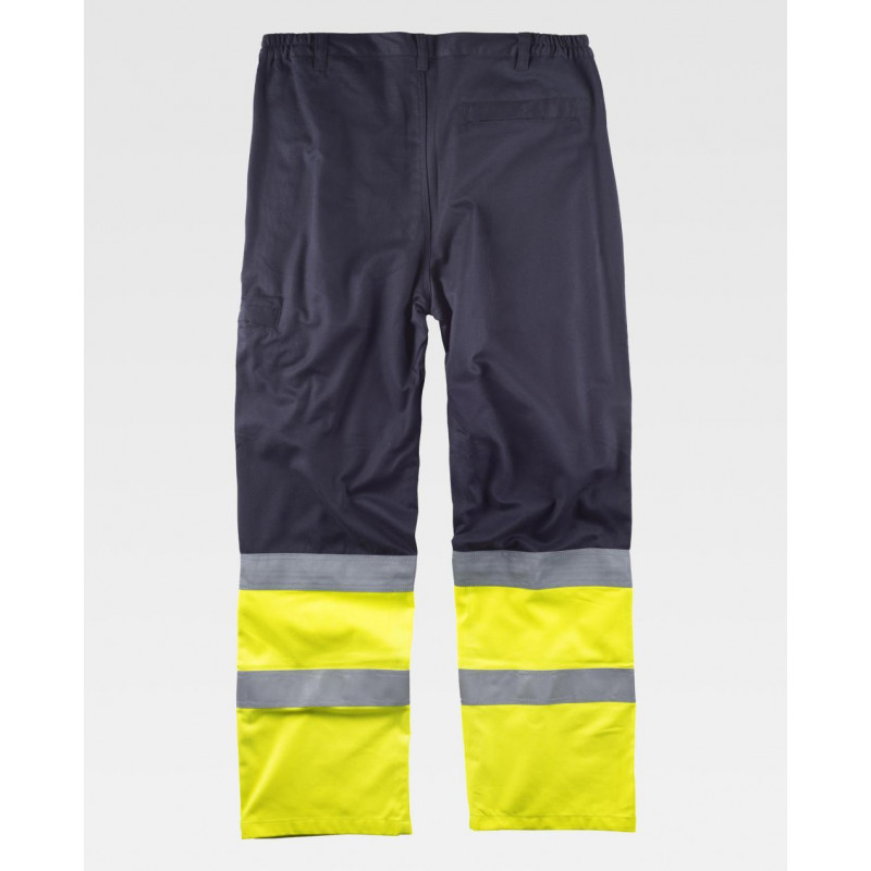 Fireproof protective pants with reflective-fluorescent tape WORKTEAM B1491