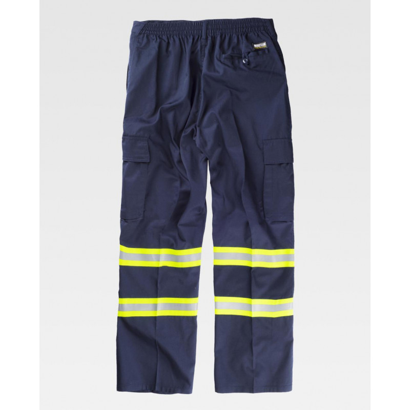 Straight pants with reflective-fluorescent tapes WORKTEAM Combi B1436