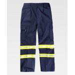 Straight pants with reflective-fluorescent tapes