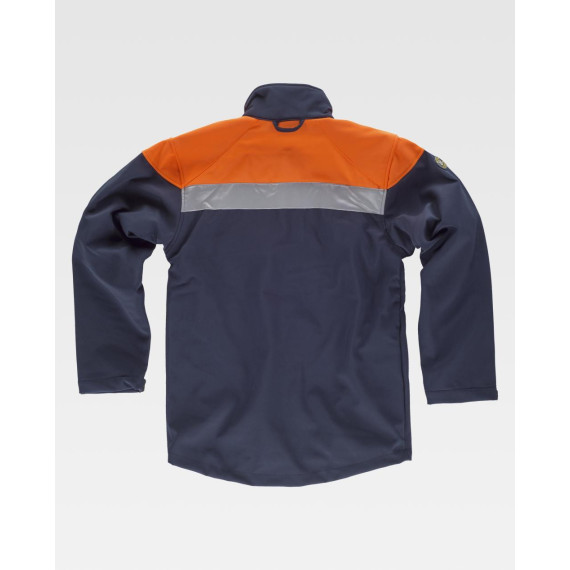 Workshell Fluor Jacke mit reflektierendem Band WORKTEAM S9505 hohe Wärmekapazität