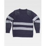 Pull à col rond en tricot épais avec des éléments réfléchissants WORKTEAM S5507